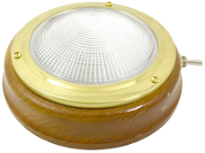 Allpa Messing Kajütlampe Mit Geriffelter Linse Modell 5", Teakholz-Basis, 12v/15w, Mit Schalter - 078601 72dpi - 9078601