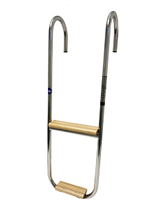 Niro Badeleiter 3-Stufen Festmontierter Spiegelstütze; Teak Holzene Stufen - 110033 72dpi - 110033