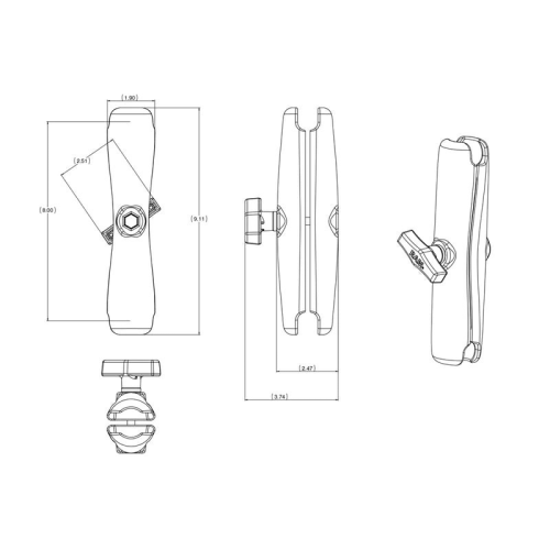 Ram Mount | C Kugel | RAM-201U-D Verbindungsarm lang 230mm - J4ieyfpg - 900405020